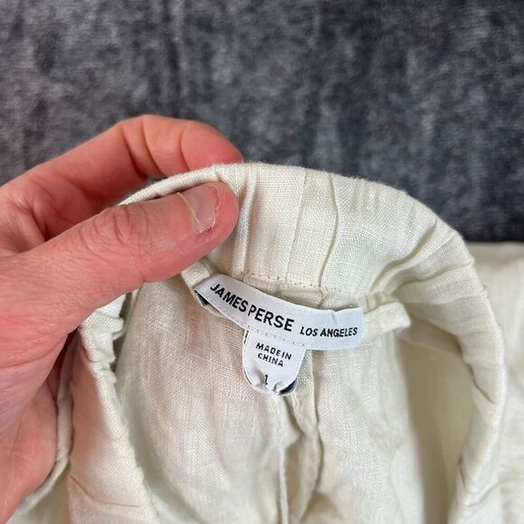 James Perse 100% Linen Cream Pull On Pants Drawstring Wide Leg Women's 4 NWT - Picture 7 of 13